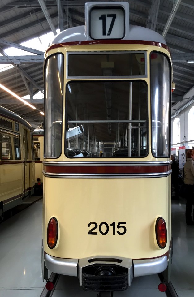 Großraum-Beiwagen B4 (B4-63) (2015) Rückseite - Straßenbahnmuseum Dresden