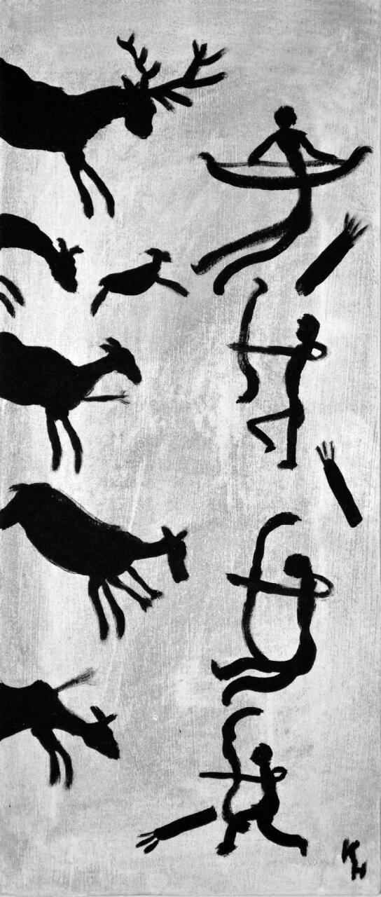 Cave paintings modeled after steinzeitmalelerei