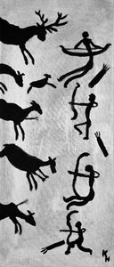 Cave paintings modeled after steinzeitmalelerei