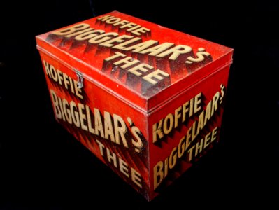 Groot rood BIGGELAARs koffie en thee blik, foto3