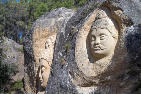 Buddha face carving photo