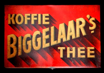 Groot rood BIGGELAARs koffie en thee blik, foto2