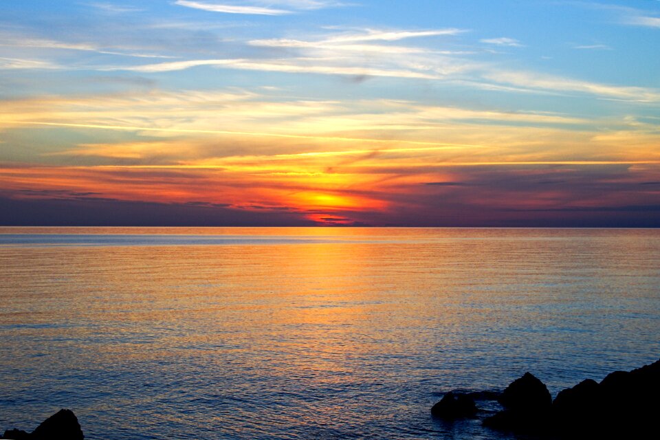 Italy sea red sky at night