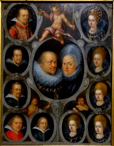 Herzog Friedrich I and Herzogin Sibylla von Wurttemberg with their children, Stuttgarter Hofmaler, Stuttgart, 1605-1606 - Landesmuseum Württemberg - Stuttgart, Germany - DSC03155