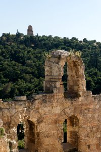 Herodes Atticus theatre wall Philopappos monument, Athens, Greece