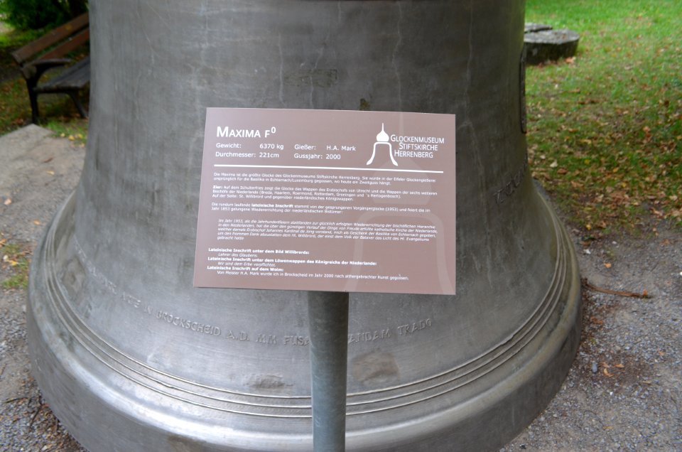 Herrenberg, Stiftskirche, Glocke Maxima, Tafel