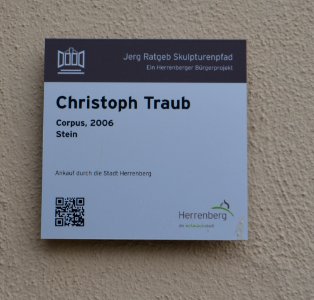 Herrenberg, Marktplatz, Christoph Traub, Corpus, Schild