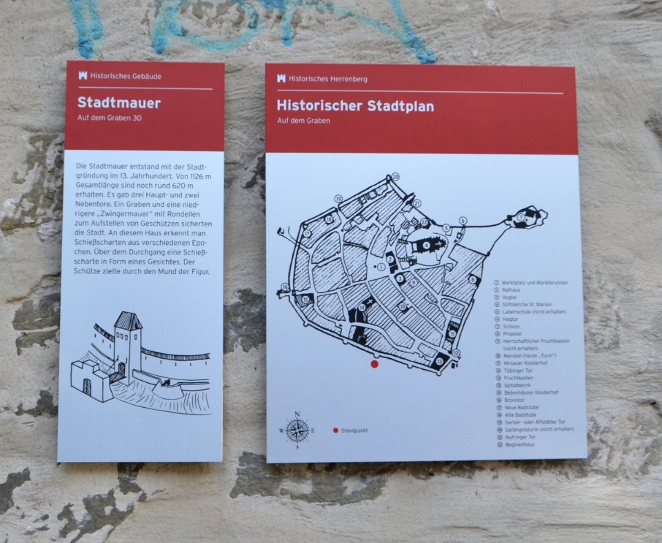 Herrenberg, Auf dem Graben, Stadtmauer, Tafel