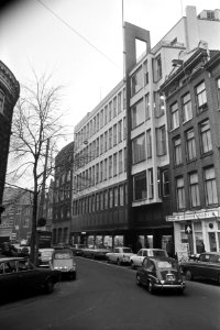 Het gebouw van Het Vrije Volk , de Arbeiderspers Hekevel Amsterdam. Exterieur, Bestanddeelnr 923-0722
