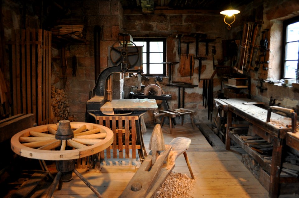 Hessenpark, Stellmacherwerkstatt aus Münchhausen, Innenansicht
