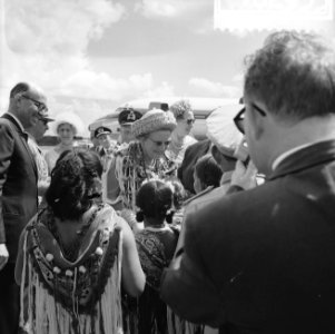 Het aanbieden van een geschenk aan koningin Juliana door indiaanse kinderen, Bestanddeelnr 918-2935
