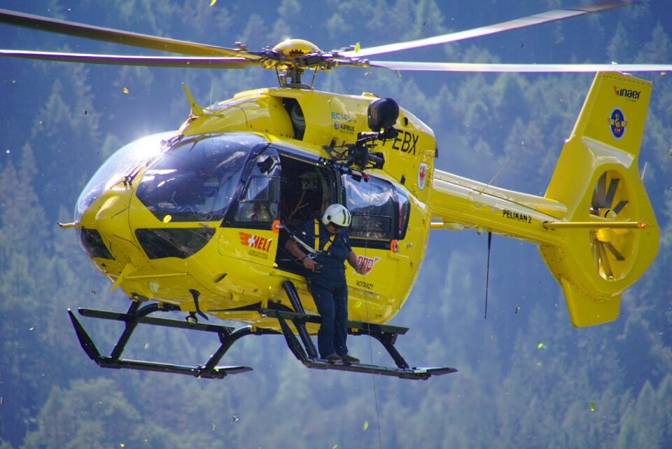 Yellow rescue helicopter rescue