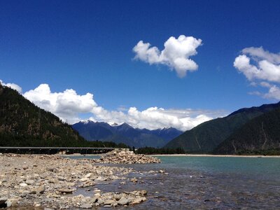 Mountain blue sky white cloud photo