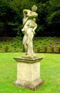 Hercules and Antaeus, artist unknown, limestone - Studley Royal Park - North Yorkshire, England - DSC00682