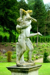 Hercules and Antaeus, artist unknown, limestone - Studley Royal Park - North Yorkshire, England - DSC00680