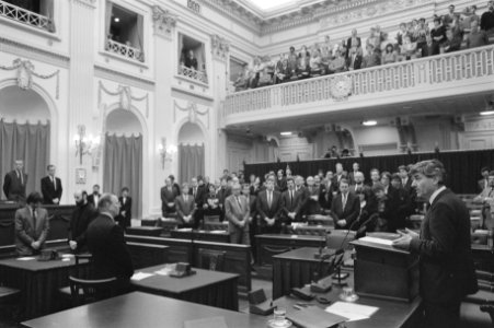 Herdenking Joop den Uyl in Tweede Kamer tijdens rede premier Lubbers, Bestanddeelnr 934-1719