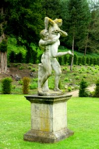 Hercules and Antaeus, artist unknown, limestone - Studley Royal Park - North Yorkshire, England - DSC00678
