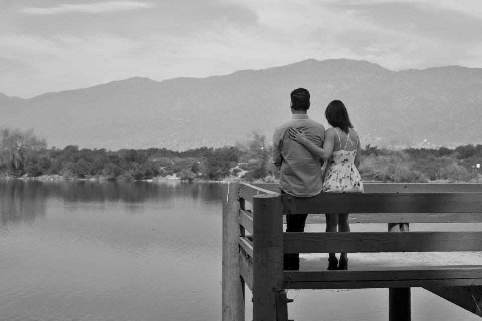 Couple in love dating dock