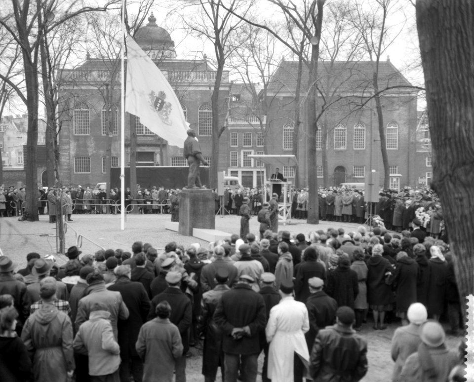 Herdenking februaristaking te Amsterdam, overzicht van de plechtigheid, Bestanddeelnr 911-0507