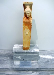 Hermaic marble stele with the head of Attis 1st to 2nd c. BC