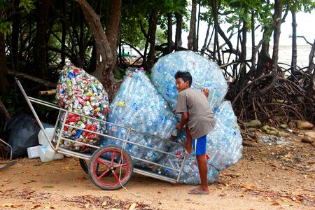 Bottles disposal garbage truck