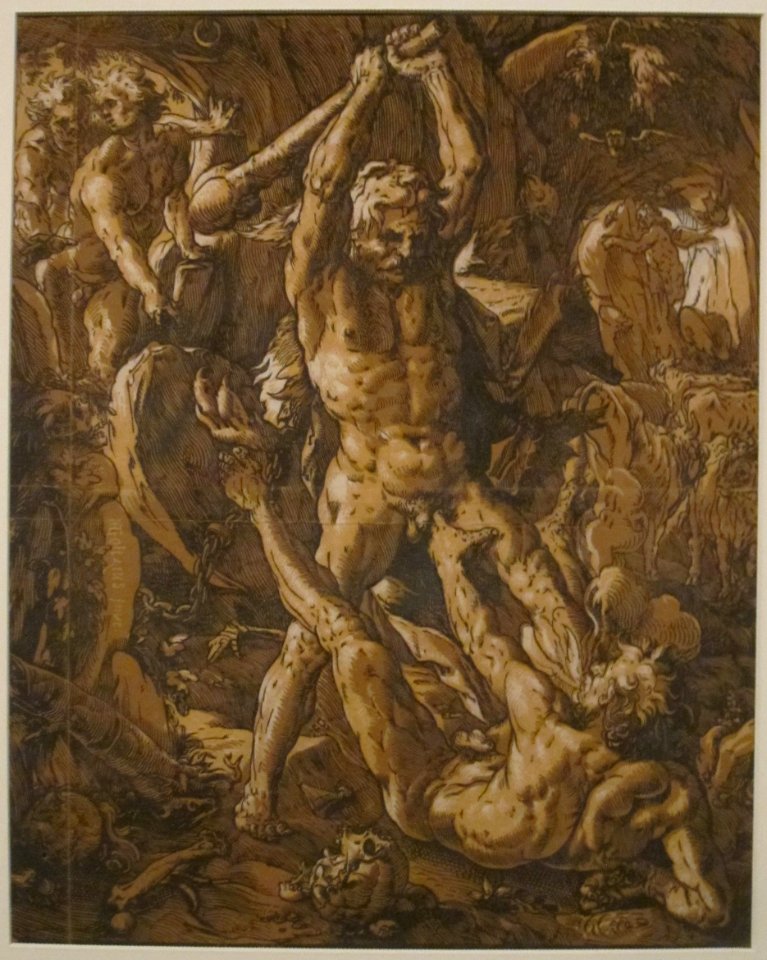 Hercules Killing Cacus by Hendrick Goltzius, Honolulu Museum of Art