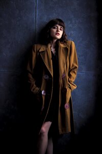 Brown coat girl in coat retro