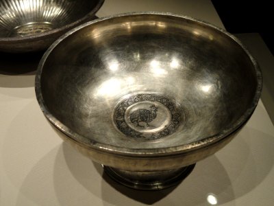 High-footed bowl with peahen, Iran, Sasanian, 5th-7th century AD, silver and niello - Arthur M. Sackler Gallery - DSC05866 photo
