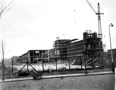 Hijsen van de vlag op het Roode Kruisziekenhuis in Den Haag, Bestanddeelnr 909-2433