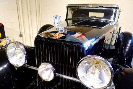 Hispano-Suiza Drop Head Coupe, 1935, made by Hispano-Suiza, Bois-Colombes, Seine, France, 132 HP, 6 cylinder, gasoline engine - Luray Caverns Car and Carriage Museum - Luray, Virginia - DSC01348
