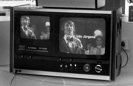Hitachi Memory Vision frame-grabber TV set at the 1974 Firato exhibition