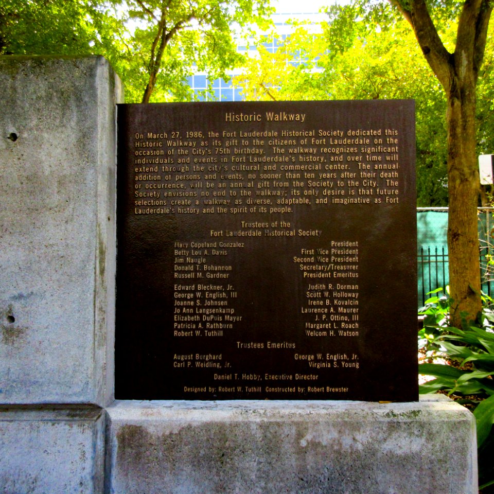 Historic walkway plaque Fort Lauderdale Florida 