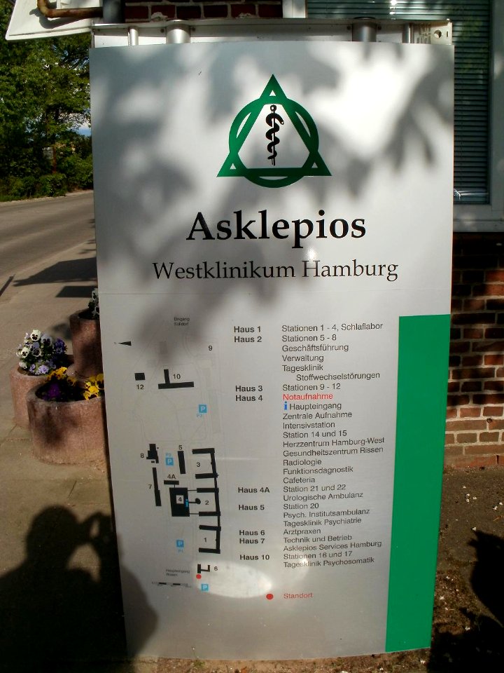 Hinweisschild Asklepios Westklinikum Hamburg