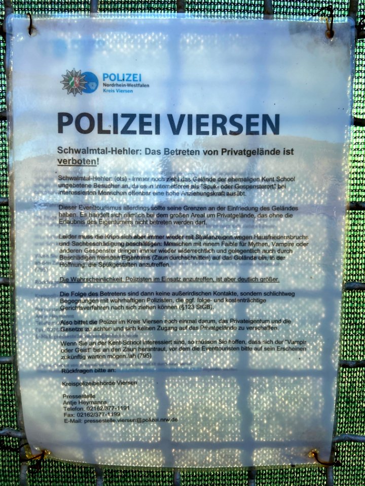 Hinweis Polizei Viersen