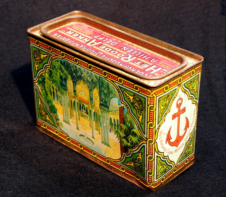 Het Rode Anker cigaren blik, A Hillen, Delft, foto 1