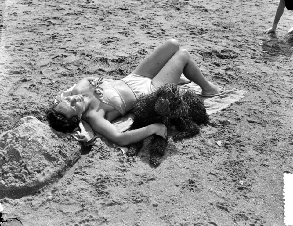 Hete dag aan het strand van Scheveningen. Schone slaapster, Bestanddeelnr 905-8776