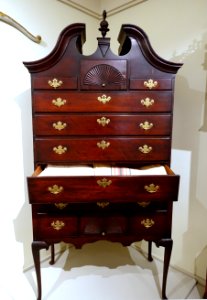 High chest, Barrett's Mill Shop, Concord, c. 1770, cherry, pine - Concord Museum - Concord, MA - DSC05859