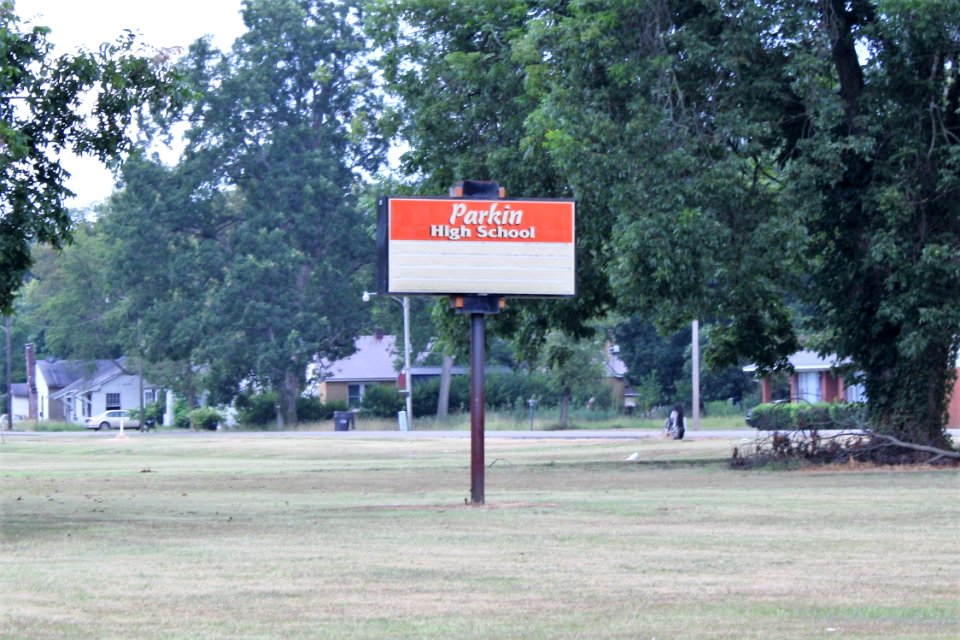 High school sign in Parkin, Arkansas