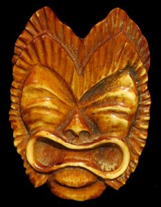 Hawaii school carved ivory brooch depicting a mask, Honolulu Museum of Art photo