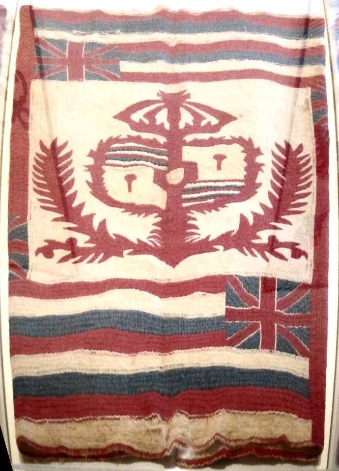Hawaiian quilt, 'Ku'u Hae Aloha' (My Beloved Flag), c. 1900
