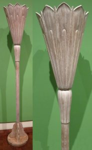 Hawaii school wooden floor lamp in the shape of a lotus blossom, c. 1940, manufacturer unknown, private collection photo