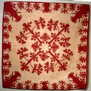 Hawaiian quilt, 'Lei Mamo', late 19th century