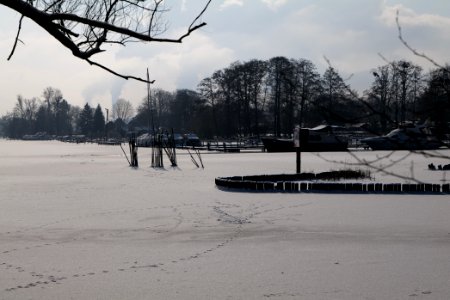 Havel from Aalemannkanalbrücke with ice and snow 2021-02-10 09