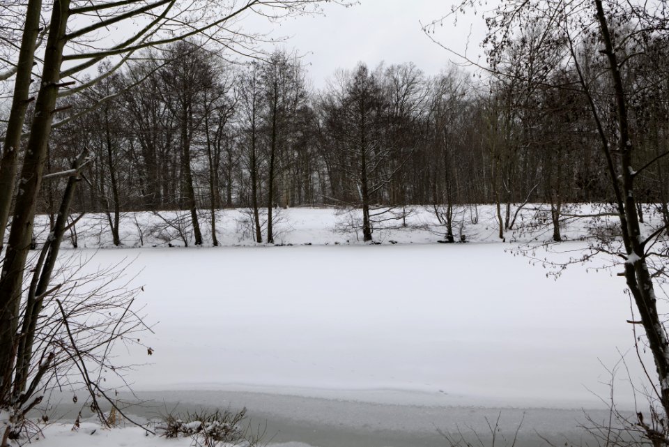 Havelkanal in Hennigsdorf with ice and snow 2021-02-09 03