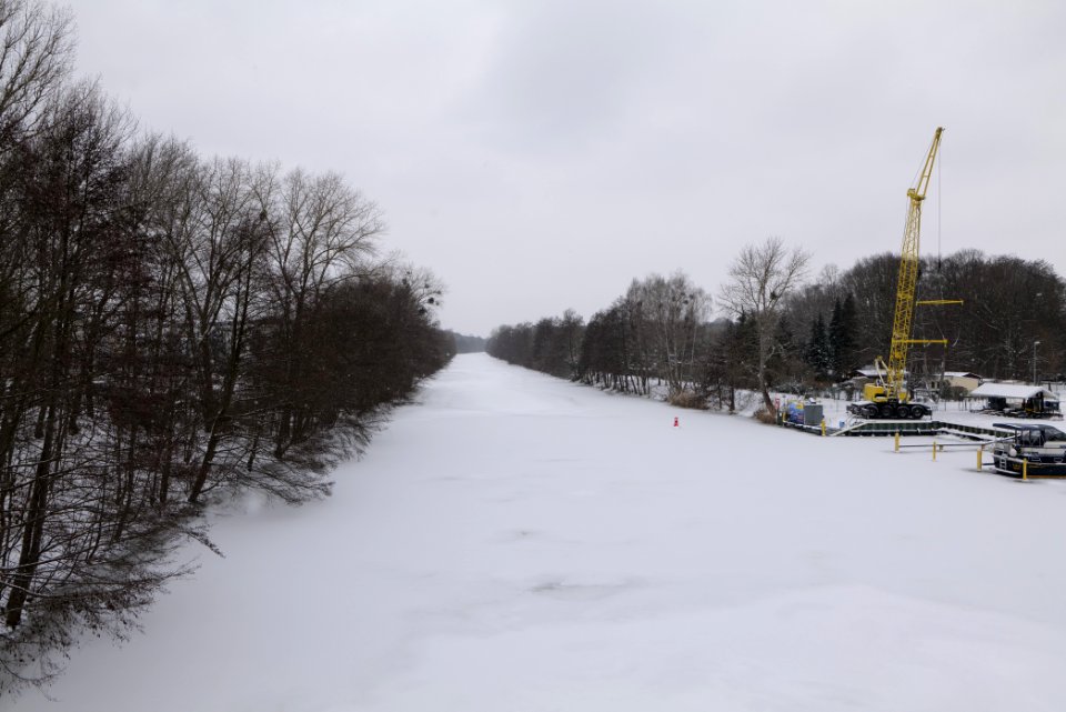 Havelkanal from Spandauer Allee with ice and snow 2021-02-09 03
