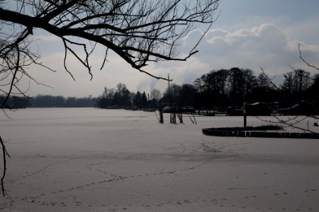 Havel from Aalemannkanalbrücke with ice and snow 2021-02-10 08