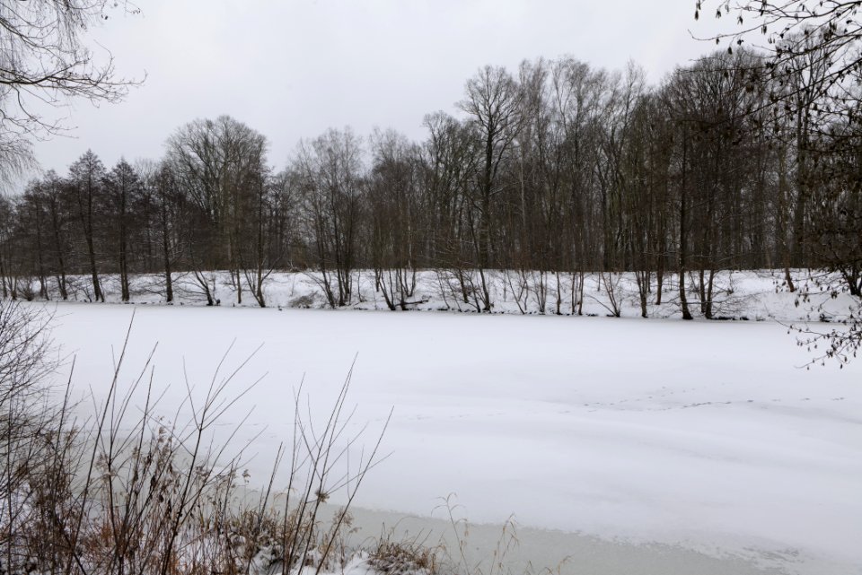 Havelkanal in Hennigsdorf with ice and snow 2021-02-09 02