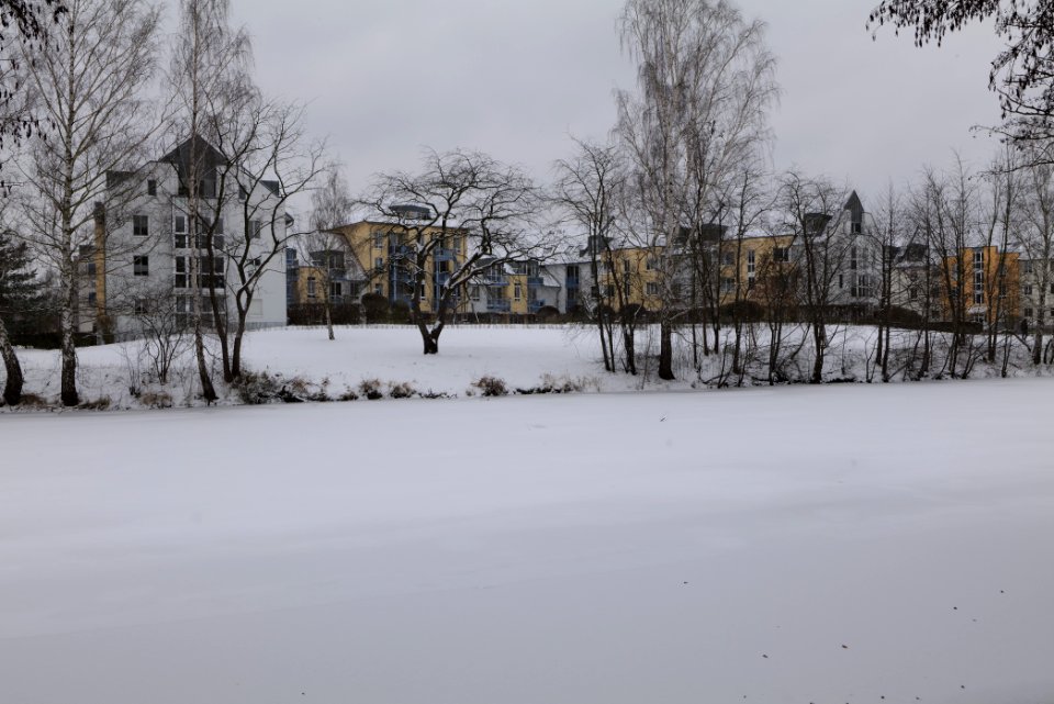Havelkanal in Hennigsdorf with ice and snow 2021-02-09 13