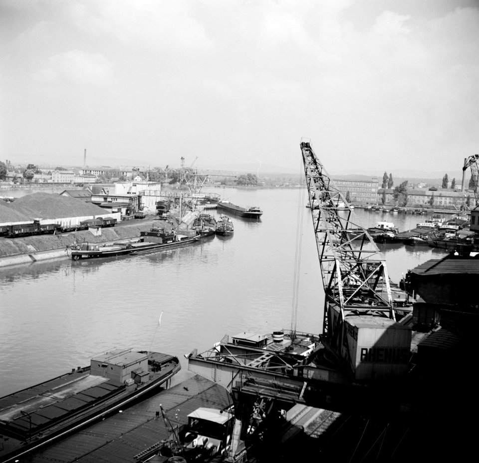 Haven van Bazel-Kleinhüningen, gezien vanaf de Siloturm, Bestanddeelnr 254-1300