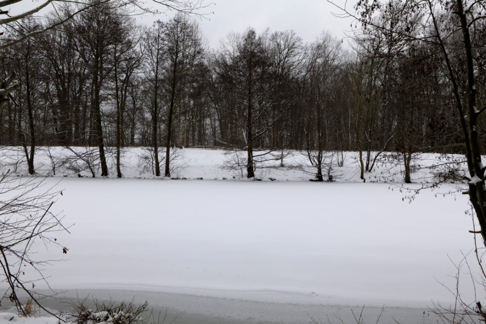 Havelkanal in Hennigsdorf with ice and snow 2021-02-09 04